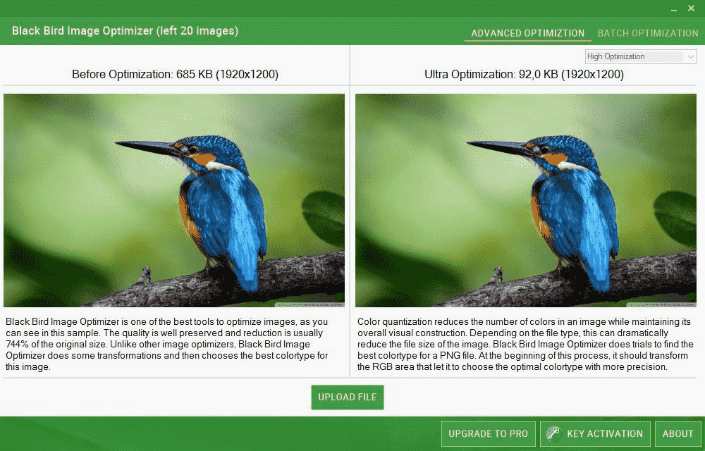Phần mềm nén ảnh Black Bird Image Optimizer Pro