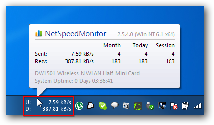 Phần mềm hiện tốc độ mạng NetSpeedMonitor cho PC