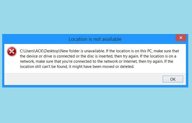 Sửa lỗi Desktop Location is not available trong Windows 10