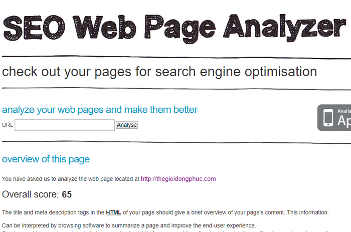 SEO Web Page Analyzer