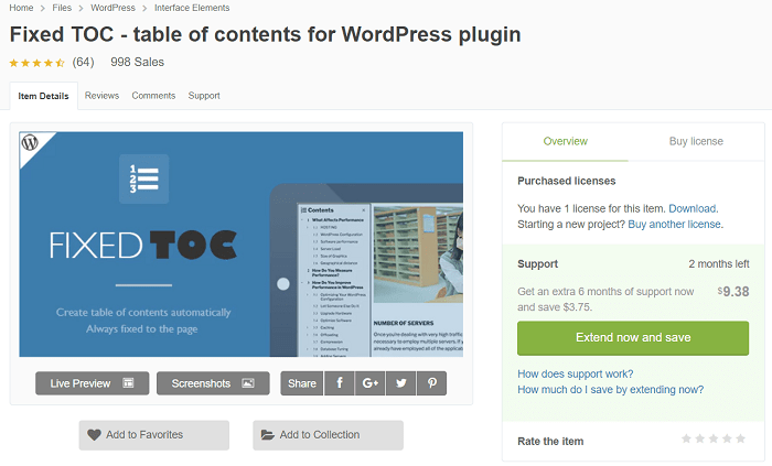 Plugin Fixed TOC - table of contents cho WordPress