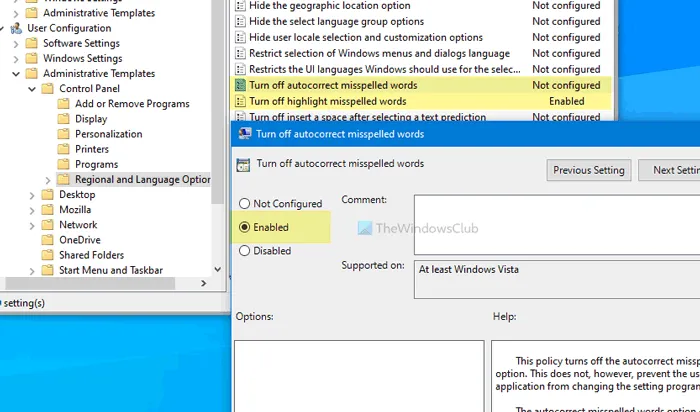 Cách bật, tắt trình tự động sửa và đánh dấu từ sai chính tả trong Windows 10